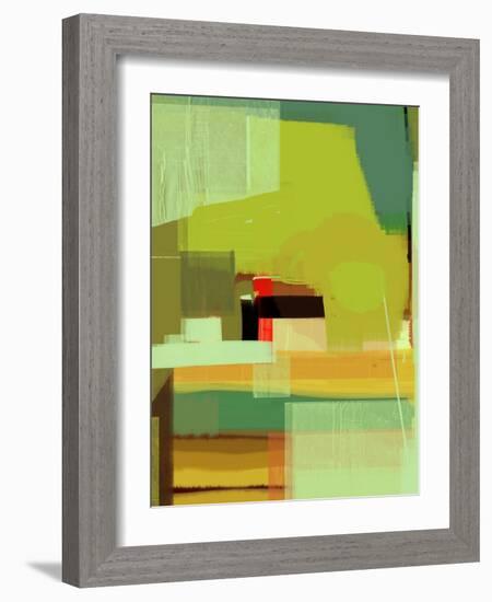 Green and Brown Abstract 5-NaxArt-Framed Art Print