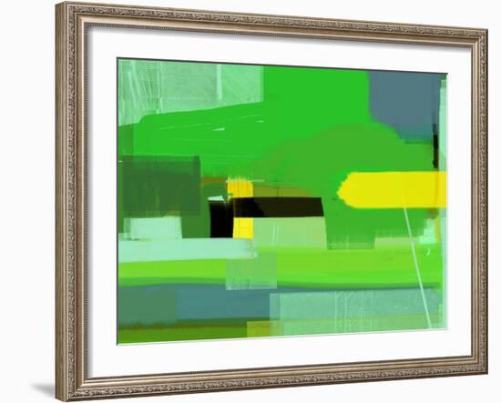 Green and Brown Abstract 6-NaxArt-Framed Art Print