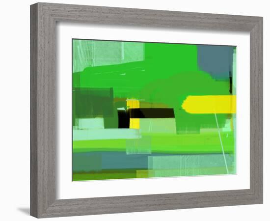 Green and Brown Abstract 6-NaxArt-Framed Art Print