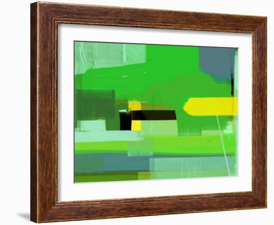 Green and Brown Abstract 6-NaxArt-Framed Art Print