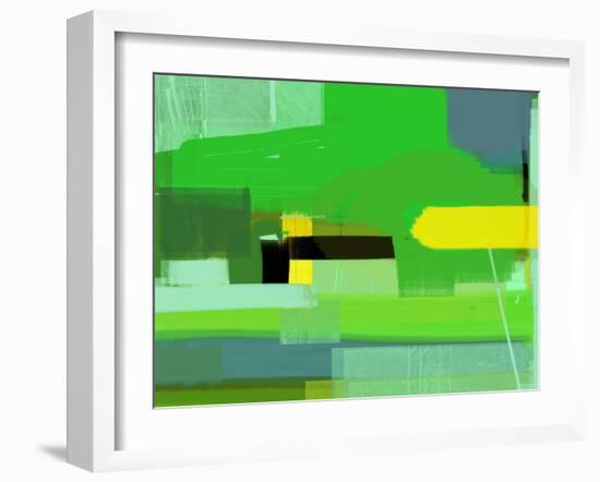 Green and Brown Abstract 6-NaxArt-Framed Art Print