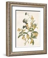 Green and Gold Flowers 2-Jace Grey-Framed Art Print