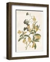 Green and Gold Flowers 2-Jace Grey-Framed Art Print