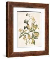 Green and Gold Flowers 2-Jace Grey-Framed Art Print