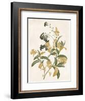 Green and Gold Flowers 2-Jace Grey-Framed Art Print