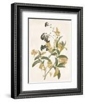 Green and Gold Flowers 2-Jace Grey-Framed Art Print