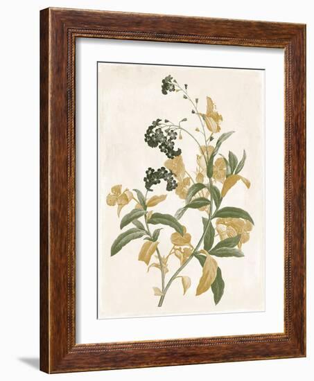 Green and Gold Flowers 2-Jace Grey-Framed Art Print
