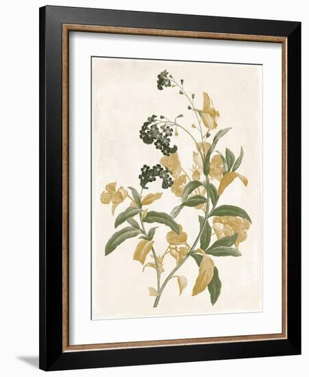 Green and Gold Flowers 2-Jace Grey-Framed Art Print