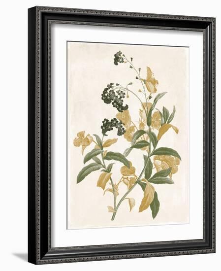 Green and Gold Flowers 2-Jace Grey-Framed Art Print