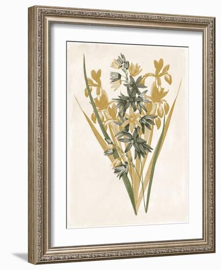 Green and Gold Flowers 3-Jace Grey-Framed Art Print