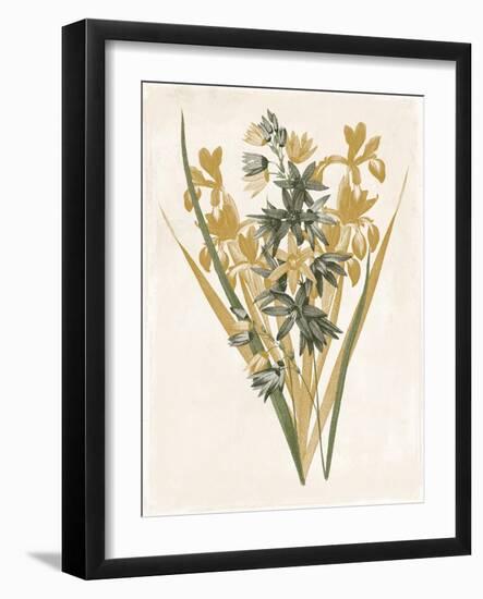 Green and Gold Flowers 3-Jace Grey-Framed Art Print