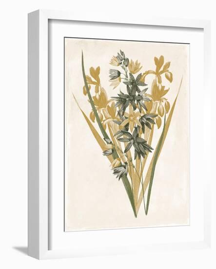 Green and Gold Flowers 3-Jace Grey-Framed Art Print