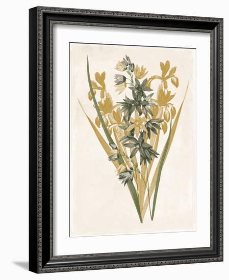 Green and Gold Flowers 3-Jace Grey-Framed Art Print