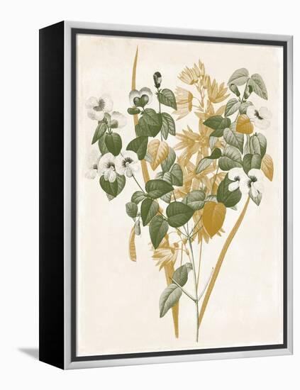 Green and Gold Flowers 4-Jace Grey-Framed Stretched Canvas