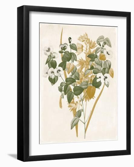 Green and Gold Flowers 4-Jace Grey-Framed Art Print