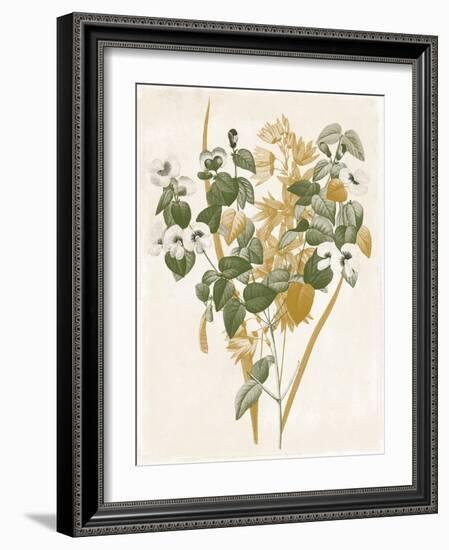 Green and Gold Flowers 4-Jace Grey-Framed Art Print