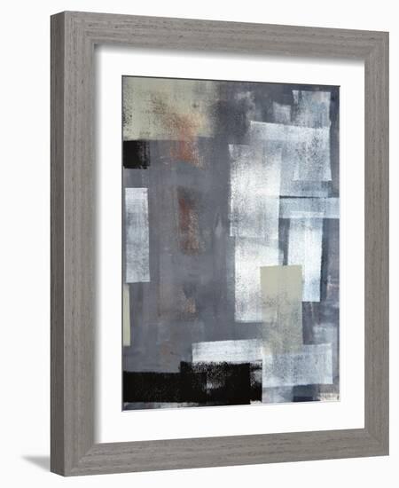 Green And Grey Abstract Art Painting-T30Gallery-Framed Art Print