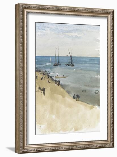 Green and Silver -- the Bright Sea, Dieppe (Watercolour and Gouache on Paper)-James Abbott McNeill Whistler-Framed Giclee Print