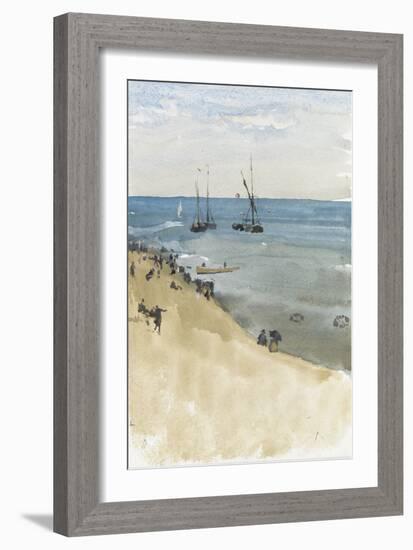 Green and Silver -- the Bright Sea, Dieppe (Watercolour and Gouache on Paper)-James Abbott McNeill Whistler-Framed Giclee Print