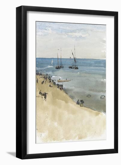 Green and Silver -- the Bright Sea, Dieppe (Watercolour and Gouache on Paper)-James Abbott McNeill Whistler-Framed Giclee Print