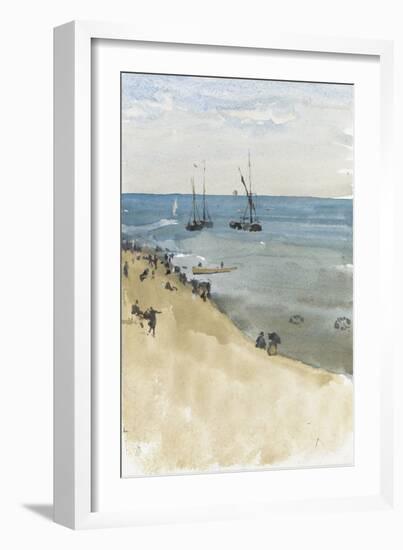 Green and Silver -- the Bright Sea, Dieppe (Watercolour and Gouache on Paper)-James Abbott McNeill Whistler-Framed Giclee Print