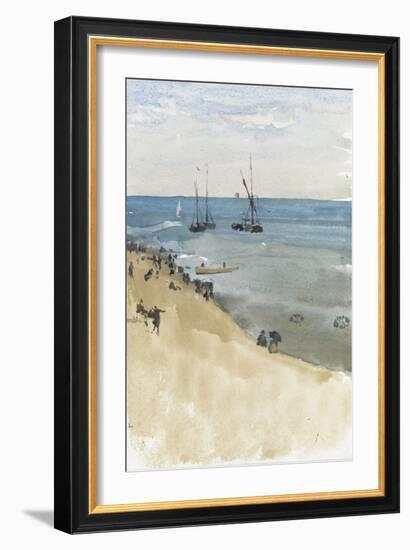 Green and Silver -- the Bright Sea, Dieppe (Watercolour and Gouache on Paper)-James Abbott McNeill Whistler-Framed Giclee Print