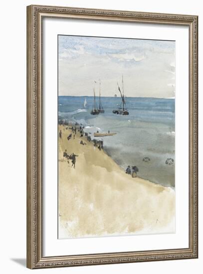 Green and Silver -- the Bright Sea, Dieppe (Watercolour and Gouache on Paper)-James Abbott McNeill Whistler-Framed Giclee Print