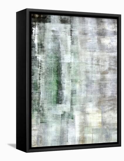 Green and White Abstract Art Painting-T30Gallery-Framed Stretched Canvas