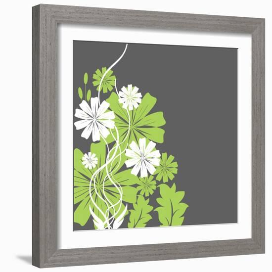 Green and White Flowers-sabelskaya-Framed Art Print