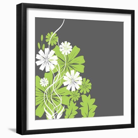 Green and White Flowers-sabelskaya-Framed Art Print