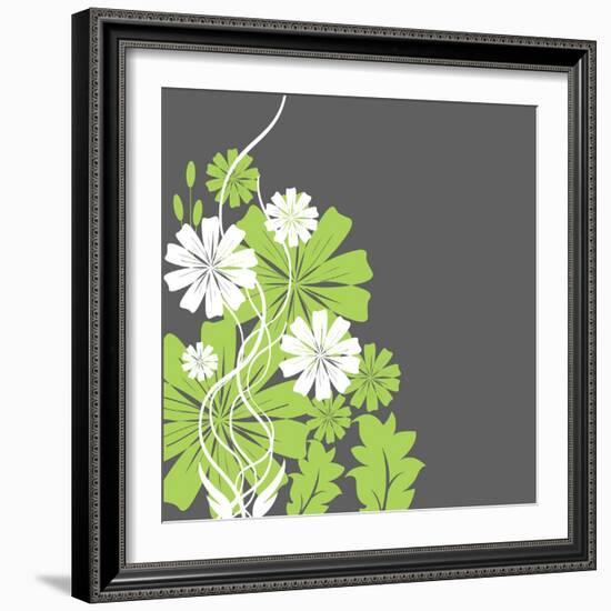 Green and White Flowers-sabelskaya-Framed Art Print