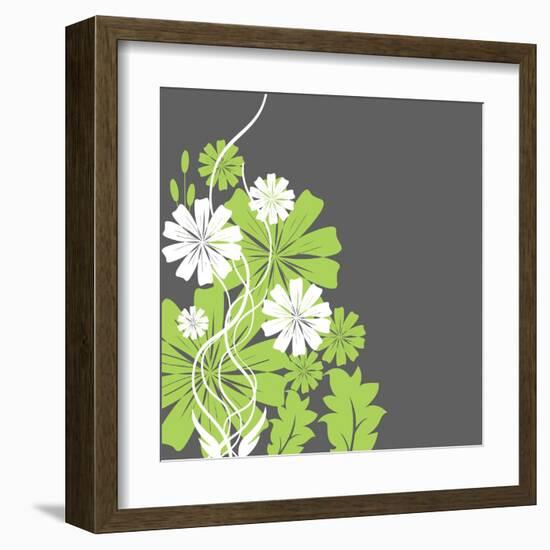 Green and White Flowers-sabelskaya-Framed Art Print