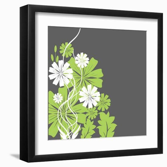 Green and White Flowers-sabelskaya-Framed Art Print