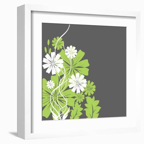 Green and White Flowers-sabelskaya-Framed Art Print