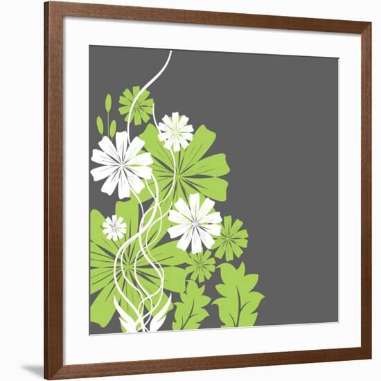 Green and White Flowers-sabelskaya-Framed Art Print