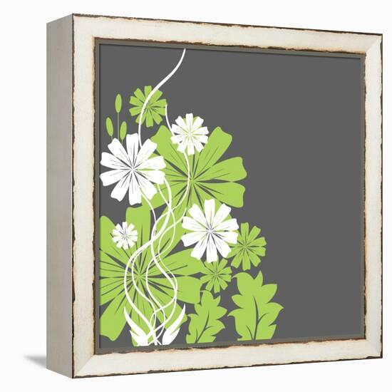 Green and White Flowers-sabelskaya-Framed Stretched Canvas