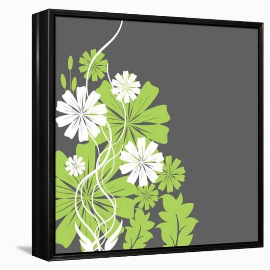 Green and White Flowers-sabelskaya-Framed Stretched Canvas