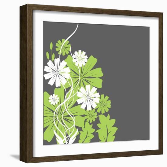 Green and White Flowers-sabelskaya-Framed Premium Giclee Print