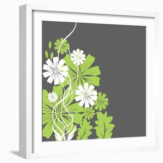 Green and White Flowers-sabelskaya-Framed Premium Giclee Print