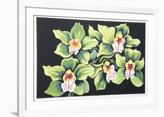 Green and White Irises-Lowell Nesbitt-Framed Limited Edition