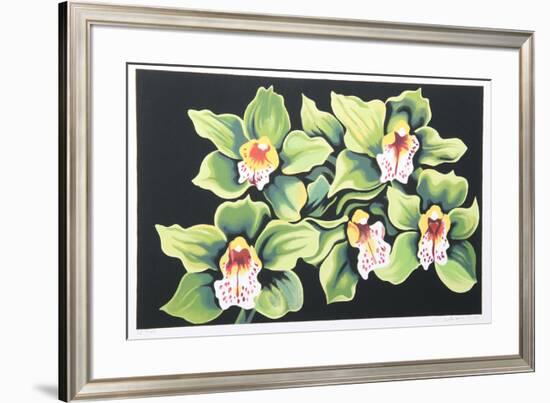 Green and White Irises-Lowell Nesbitt-Framed Limited Edition
