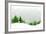 Green and White Winter Forest Grunge Background Design-Mike McDonald-Framed Art Print