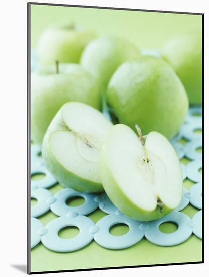 Green Apples, Whole and Halved-Maja Smend-Mounted Photographic Print