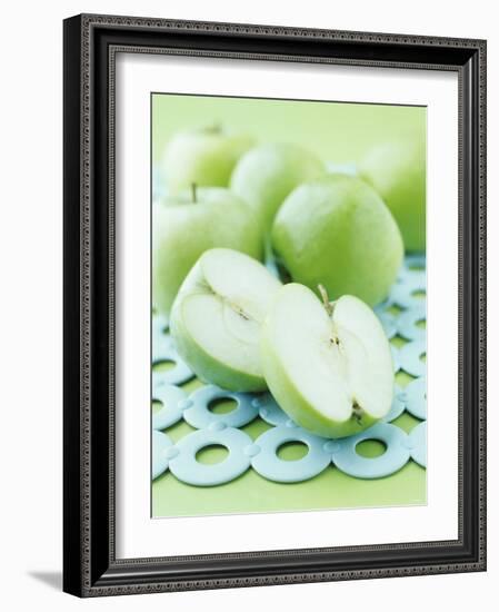 Green Apples, Whole and Halved-Maja Smend-Framed Photographic Print