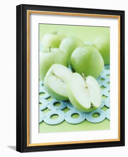 Green Apples, Whole and Halved-Maja Smend-Framed Photographic Print