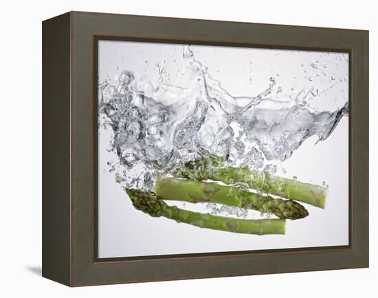 Green Asparagus Falling into Water-Kröger & Gross-Framed Premier Image Canvas