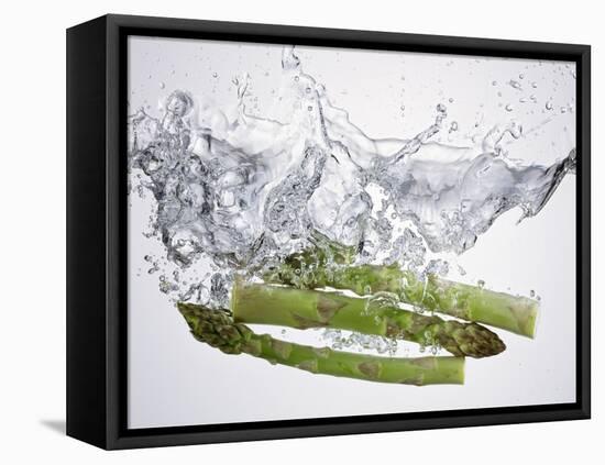 Green Asparagus Falling into Water-Kröger & Gross-Framed Premier Image Canvas