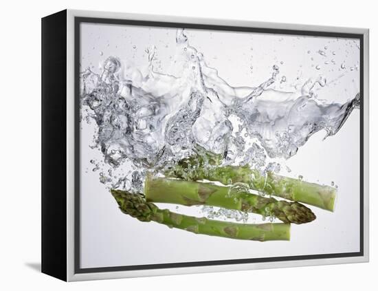 Green Asparagus Falling into Water-Kröger & Gross-Framed Premier Image Canvas