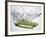 Green Asparagus Falling into Water-Kröger & Gross-Framed Photographic Print