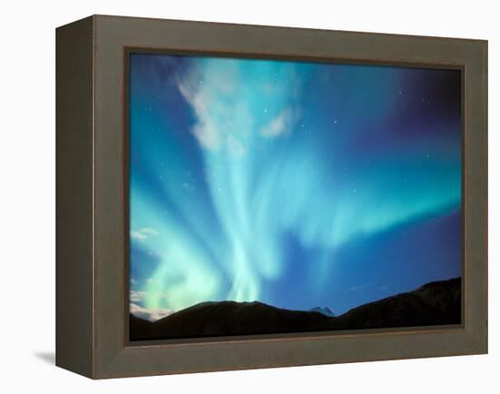 Green Aurora Borealis Around Mt. Snowden, Brooks Range, Alaska, USA-Hugh Rose-Framed Premier Image Canvas